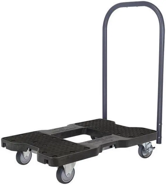 Alt view image 2 of 9 - Snap-Loc 1200 Lb Professional E-Track Push Cart Dolly Black, Safely Moves More In Less Time With Easy Rolling Casters, Removeable Push Bar And Optional E-Strap Safety Attachment! SL1200P4TB