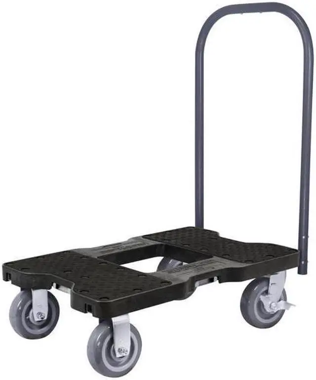 Alt view image 2 of 9 - Snap-Loc 1800 Lb Super-Duty Professional E-Track Push Cart Dolly Black, Safely Moves More In Less Time With Easy Rolling Casters, Removeable Push Bar And Optional E-Strap Safety Attachment! SL1800P6B