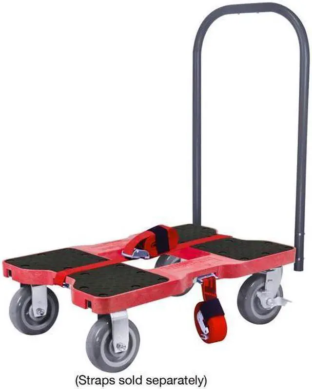 Alt view image 8 of 9 - Snap-Loc 1800 Lb Super-Duty Professional E-Track Push Cart Dolly Red, Safely Moves More In Less Time With Easy Rolling Casters, Removeable Push Bar And Optional E-Strap Safety Attachment! SL1800P6R