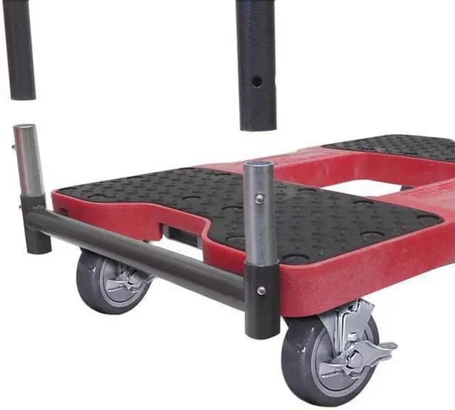 Alt view image 5 of 7 - Snap-Loc 1500 Lb Industrial Strength Professional E-Track Push Cart Dolly Red SL1500P4R