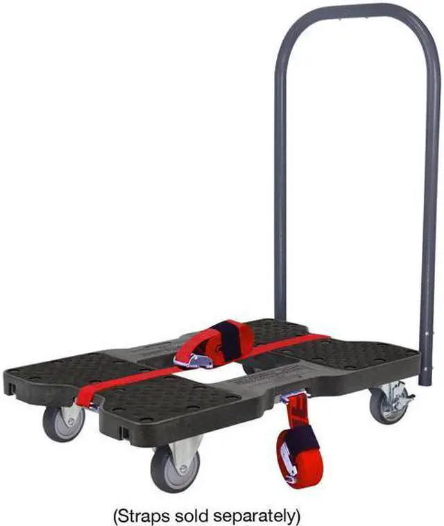 Alt view image 8 of 9 - Snap-Loc 1200 Lb Professional E-Track Push Cart Dolly Black, Safely Moves More In Less Time With Easy Rolling Casters, Removeable Push Bar And Optional E-Strap Safety Attachment! SL1200P4TB