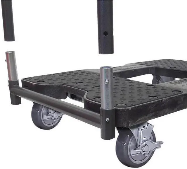 Alt view image 5 of 7 - Snap-Loc 1500 Lb Industrial Strength Professional E-Track Push Cart Dolly Black SL1500P4B