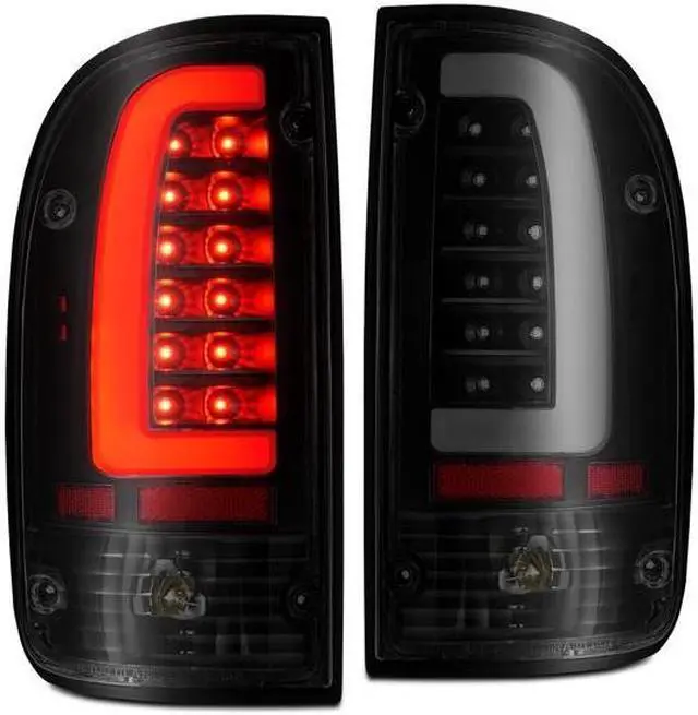 Alt view image 2 of 4 - CG Toyota Tacoma 95-04 Led Tail Lights Black Housing Smoke Lens W/ C Light Bar 03-TT95TLEDJMSM-C