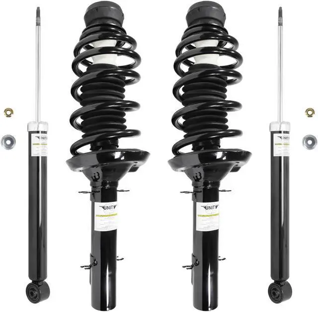 Main image of Unity Automotive 4-11100-257010-001 Fnt & Rr Complete Strut Assembly Shock Kit For 1998-2010 Volkswagon Beetle, 1999-2006 Volkswagon Golf, 1999-2005 Volkswagon Jetta