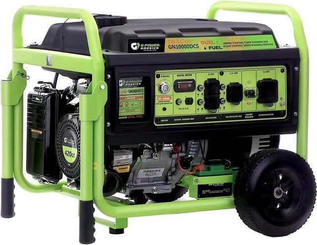 Main image of Green-Power America Dual Fuel Portable Generator 10000 Watt,Gas or Propane Powered,Electrical/Recoil Start, Equipped with CO-Seizer CO Protection System