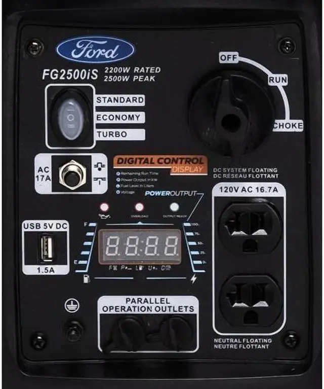Alt view image 7 of 7 - Ford 2500W Gas Powered Portable Inverter Generator - Compact and Lightweight Design with Parallel Capability - Produces Clean, Stable Power - CARB Compliant - FG2500IS