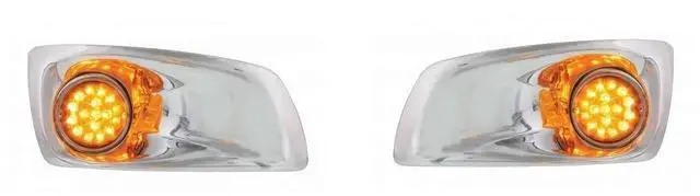 Main image of United Pacific Kenworth T660 Front Bumper Amber LED Auxiliary Lights/Chrome Beze
