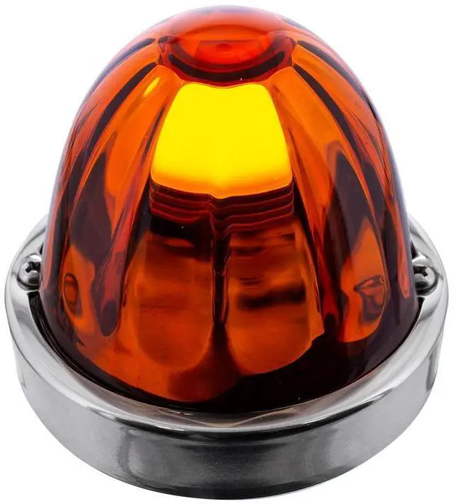 Main image of United Pacific 20479 Dual Function Glass Watermelon Marker Light Flush Mount Kit w/LED Bulb, Easy Wiring  Dark Amber Lens/Amber Bulb  ONE Unit