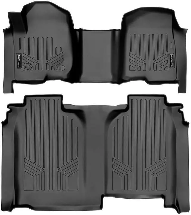 Main image of SMARTLINER All Weather Protection Custom Fit 2 Row Floor Mat Liner Set Compatible With 2019-2024 Chevrolet Silverado 1500/ 2020-2024 Silverado 2500 HD | 3500 HD Crew Cab Models