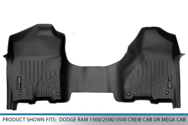 Alt view image 4 of 7 - SMARTLINER Custom Fit Floor Mats 1st Row One Piece Liner Black Compatible With 2012-2022 Dodge Ram 1500/2500/3500 Crew Cab or Mega Cab
