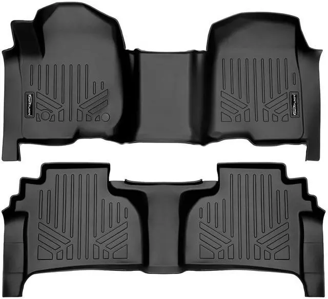 Main image of SMARTLINER Custom Fit 2 Row Floor Liners Compatible With 2019+ Chevrolet Silverado 1500/2500/3500 Double Cab with 1st Row Bench Seat & Over the Hump Coverage (with 2nd Row Under Seat Storage)