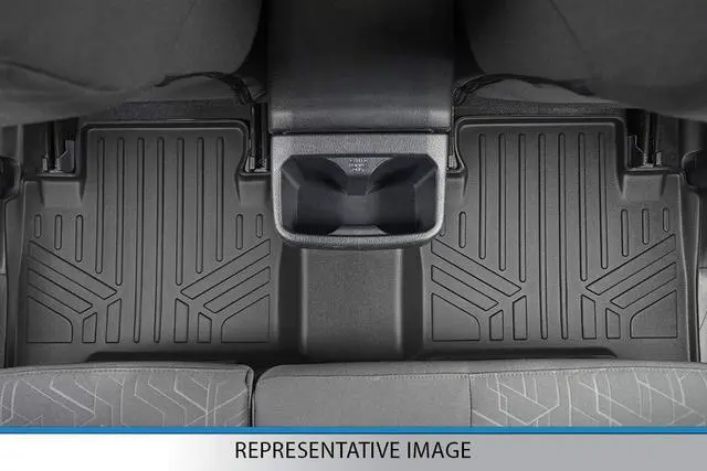 Alt view image 4 of 7 - SMARTLINER Custom Fit 2 Row Floor Liners Compatible With 2019+ Chevrolet Silverado 1500/2500/3500 Double Cab with 1st Row Bench Seat & Over the Hump Coverage (with 2nd Row Under Seat Storage)