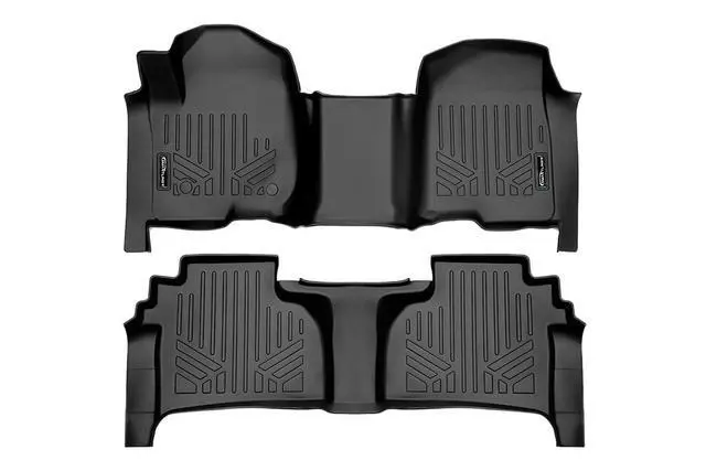 Alt view image 5 of 7 - SMARTLINER Custom Fit 2 Row Floor Liners Compatible With 2019+ Chevrolet Silverado 1500/2500/3500 Double Cab with 1st Row Bench Seat & Over the Hump Coverage (with 2nd Row Under Seat Storage)