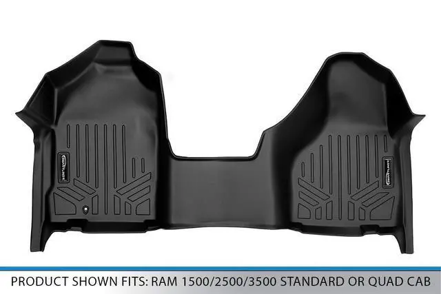 Alt view image 4 of 7 - SMARTLINER Floor Mats 1st Row One Piece Liner Black Compatible With 2002-2008 Ram 1500 / 2003-2009 Ram 2500/3500 Standard or Quad Cab