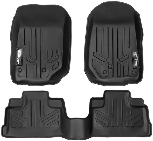 Main image of SMARTLINER Custom Fit Floor Mats 2 Row Liner Set Black Compatible With 2007-2013 Jeep Wrangler Unlimited 4-Door