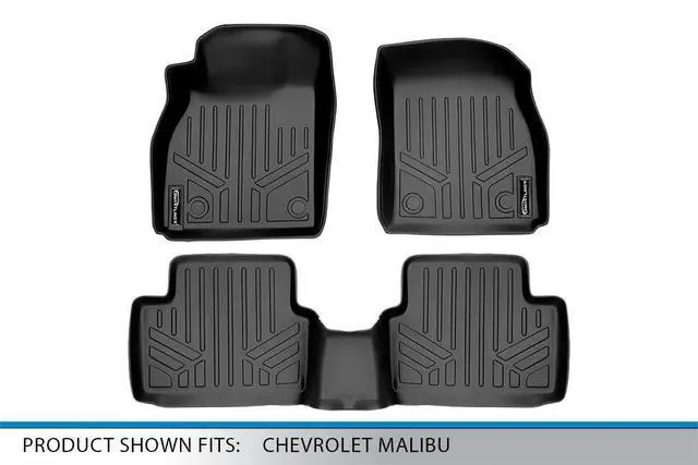 Alt view image 5 of 7 - SMARTLINER Custom Fit Floor Mats 2 Row Liner Set Black Compatible With 2013-2016 Chevrolet Malibu