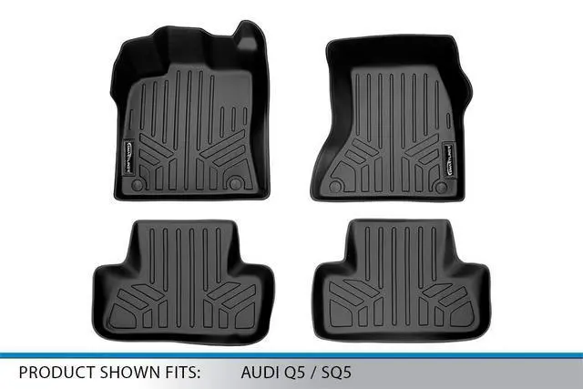 Alt view image 5 of 7 - SMARTLINER Custom Fit All Weather Protection Black 2 Row Floor Liners Compatible With 2009-2017 Audi Q5 (Fits All Models)