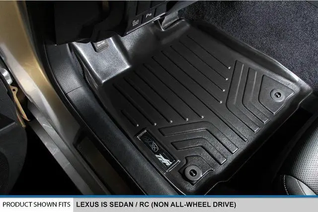 Alt view image 2 of 7 - SMARTLINER Custom Fit Floor Mats 2 Row Liner Set Black Compatible With 2014-2021 Lexus IS Sedan Rear Wheel Drive Only