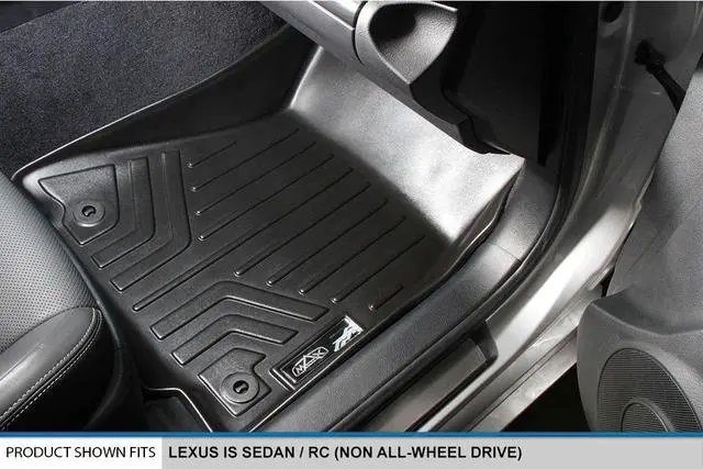 Alt view image 3 of 7 - SMARTLINER Custom Fit Floor Mats 2 Row Liner Set Black Compatible With 2014-2021 Lexus IS Sedan Rear Wheel Drive Only