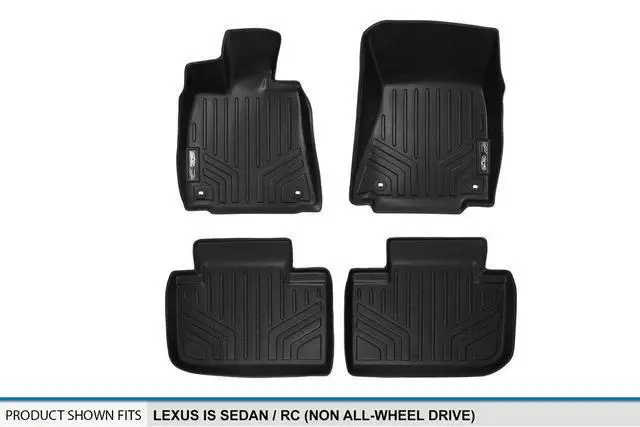 Alt view image 5 of 7 - SMARTLINER Custom Fit Floor Mats 2 Row Liner Set Black Compatible With 2014-2021 Lexus IS Sedan Rear Wheel Drive Only