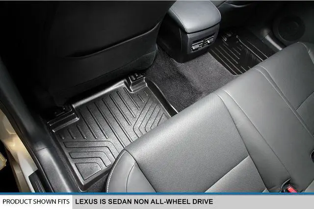 Alt view image 4 of 7 - SMARTLINER Custom Fit Floor Mats 2 Row Liner Set Black Compatible With 2014-2021 Lexus IS Sedan Rear Wheel Drive Only