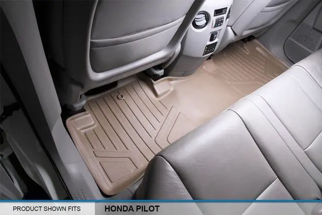 Alt view image 4 of 7 - SMARTLINER Custom Fit Floor Mats 2 Row Liner Set Tan Compatible With 2009-2015 Honda Pilot