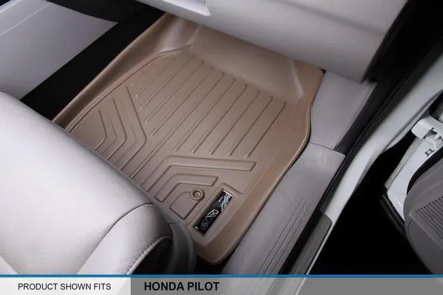 Alt view image 3 of 7 - SMARTLINER Custom Fit Floor Mats 2 Row Liner Set Tan Compatible With 2009-2015 Honda Pilot