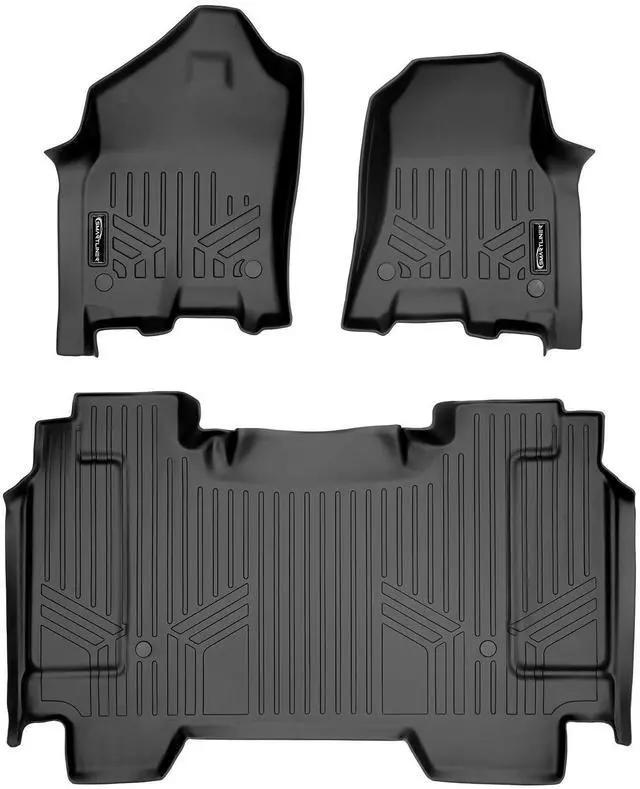 Main image of SMARTLINER Custom Fit Floor Mats 2 Row Liner Set Black Compatible With 2019-2022 Ram 1500 Crew Cab without Rear Underseat Storage Box
