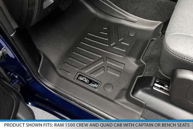 Alt view image 2 of 7 - SMARTLINER Custom Fit Floor Mats 2 Row Liner Set Black Compatible With 2019-2022 Ram 1500 Crew Cab without Rear Underseat Storage Box