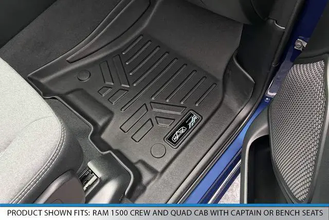 Alt view image 3 of 7 - SMARTLINER Custom Fit Floor Mats 2 Row Liner Set Black Compatible With 2019-2022 Ram 1500 Crew Cab without Rear Underseat Storage Box