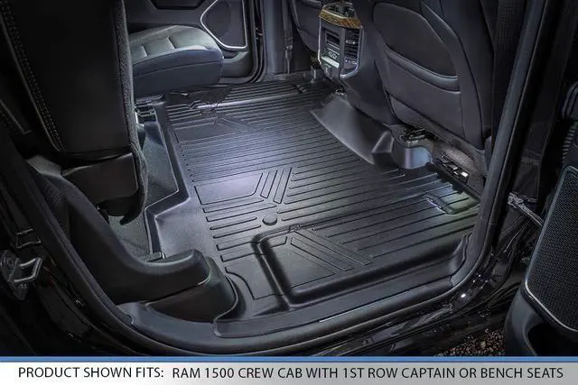 Alt view image 4 of 7 - SMARTLINER Custom Fit Floor Mats 2 Row Liner Set Black Compatible With 2019-2022 Ram 1500 Crew Cab without Rear Underseat Storage Box