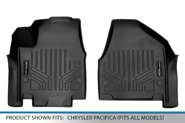 Alt view image 4 of 7 - SMARTLINER Custom Fit Floor Mats 1st Row Liner Set Black Compatible With 2017-2024 Chrysler Pacifica (Fits All Models)