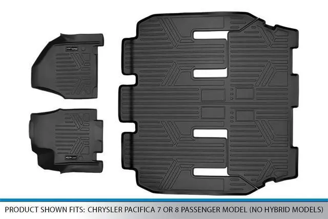 Alt view image 5 of 7 - SMARTLINER 3 Row Liner Set Black Compatible With 2017-2024 Chrysler Pacifica 7 or 8 Passenger Model (No Hybrid Models) and 2020 Voyager