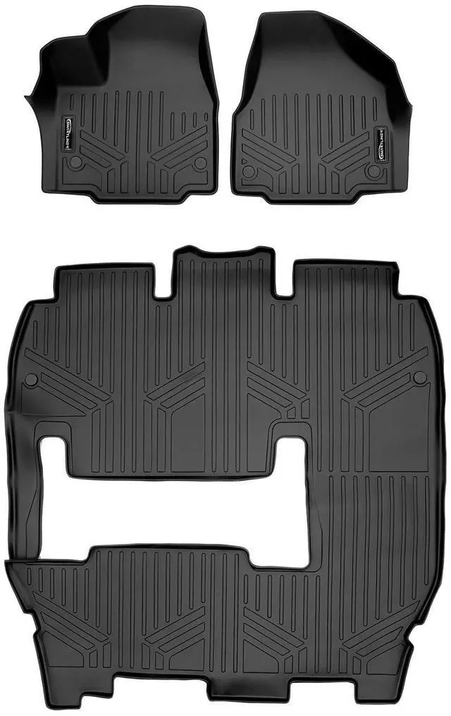 Main image of SMARTLINER Floor Mats 3 Row Liner Set Black Compatible With 2017-2024 Pacifica L Model Only with 2nd Row Deluxe Bench Seat / 2020 Voyager
