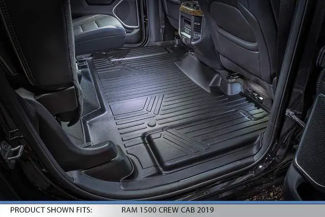 Alt view image 4 of 7 - SMARTLINER Floor Mats 2 Row Liner Set Black 19-22 Ram 1500 Crew Cab w/ First Row Bench Seat / Without Rear Underseat Storage