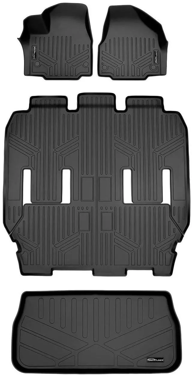 Main image of SMARTLINER Floor Mats 3 Rows and Cargo Liner Behind 3rd Row Set 2017-2024 Pacifica 7/8 Passenger (No Hybrid) and 2020 Voyager