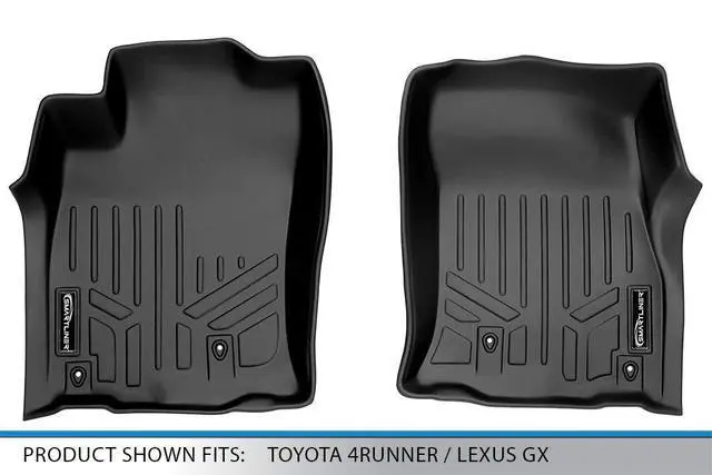 Alt view image 4 of 7 - SMARTLINER Custom Fit Floor Mats 1st Row Liner Set Black Compatible With 2010-2012 Toyota 4Runner / 2010-2013 Lexus GX460