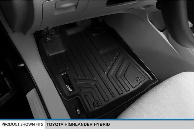 Alt view image 2 of 7 - SMARTLINER Custom Fit Floor Mats 2 Row Liner Set Black Compatible With 2008-2013 Toyota Highlander Hybrid Only