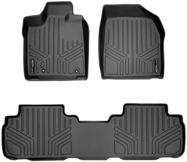 Main image of SMARTLINER Custom Fit Floor Mats 2 Row Liner Set Black Compatible With 2008-2013 Toyota Highlander Hybrid Only