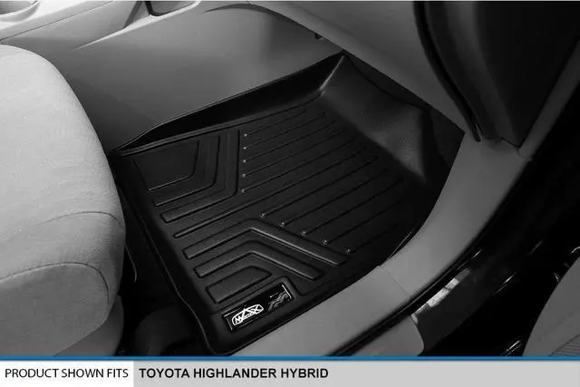 Alt view image 3 of 7 - SMARTLINER Custom Fit Floor Mats 2 Row Liner Set Black Compatible With 2008-2013 Toyota Highlander Hybrid Only