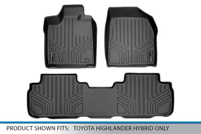 Alt view image 5 of 7 - SMARTLINER Custom Fit Floor Mats 2 Row Liner Set Black Compatible With 2008-2013 Toyota Highlander Hybrid Only