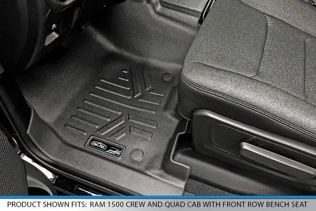 Alt view image 2 of 7 - SMARTLINER Floor Mats 2 Row Liner Set Black 19-22 Ram 1500 Crew Cab w/ First Row Bench Seat / Without Rear Underseat Storage