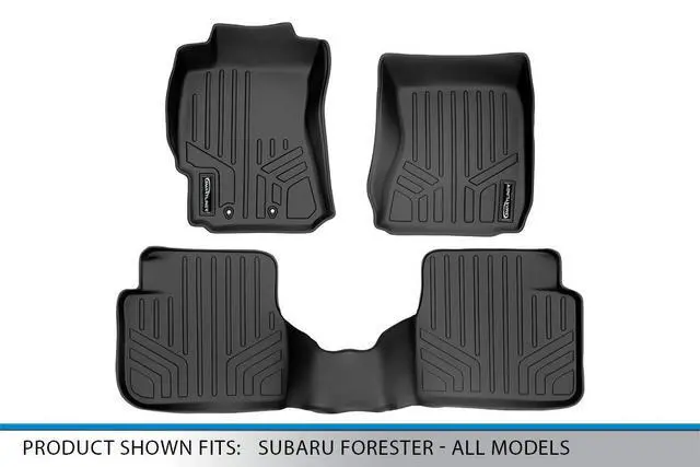 Alt view image 5 of 7 - SMARTLINER Custom Fit Floor Mats 2 Row Liner Set Black Compatible With 2009-2013 Subaru Forester - All Models