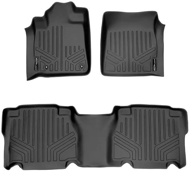 Main image of SMARTLINER Custom Fit Floor Mats 2 Row Liner Set Black Compatible With 2007-2011 Toyota Tundra CrewMax Cab