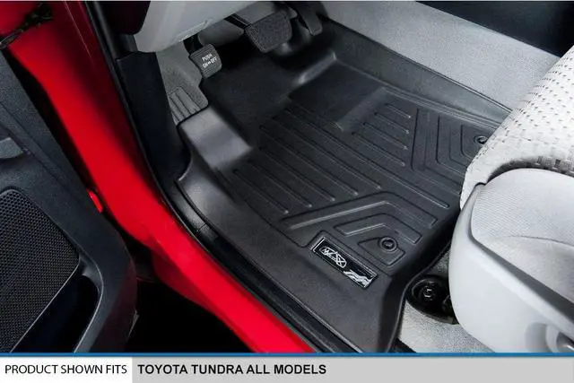 Alt view image 2 of 7 - SMARTLINER Custom Fit Floor Mats 2 Row Liner Set Black Compatible With 2007-2011 Toyota Tundra CrewMax Cab