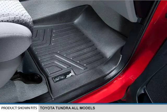 Alt view image 3 of 7 - SMARTLINER Custom Fit Floor Mats 2 Row Liner Set Black Compatible With 2007-2011 Toyota Tundra CrewMax Cab