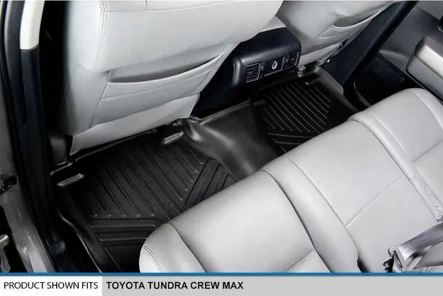 Alt view image 4 of 7 - SMARTLINER Custom Fit Floor Mats 2 Row Liner Set Black Compatible With 2007-2011 Toyota Tundra CrewMax Cab