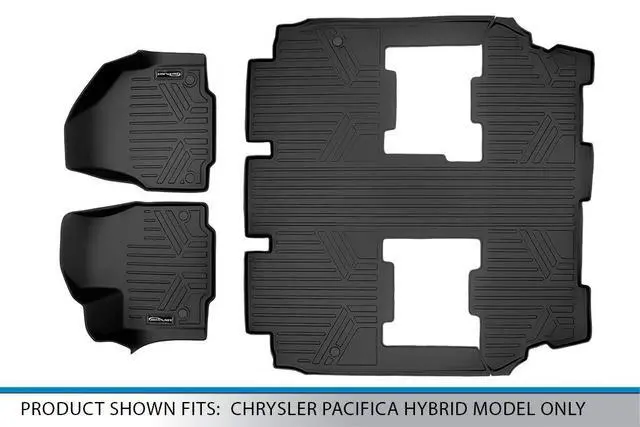 Alt view image 5 of 7 - SMARTLINER Custom Fit Floor Mats 3 Row Liner Set Black Compatible With 2017-2024 Chrysler Pacifica Hybrid Model Only