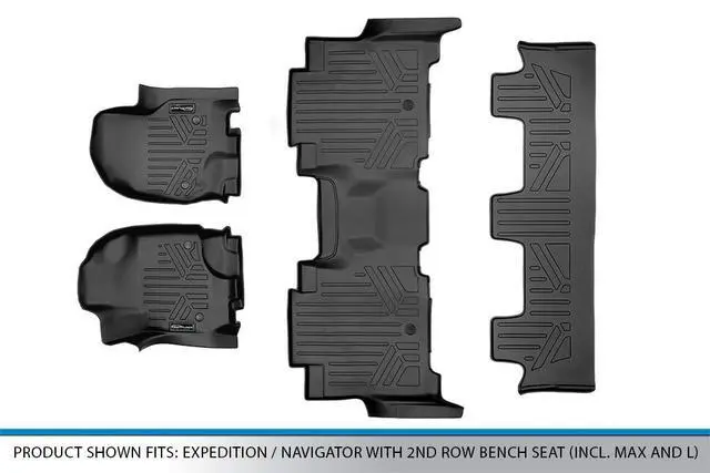 Alt view image 6 of 7 - SMARTLINER Floor Mats 3 Row Liner Set Black Compatible With 2018-2022 Expedition / Navigator with 2nd Row Bench Seat (Incl. Max and L)