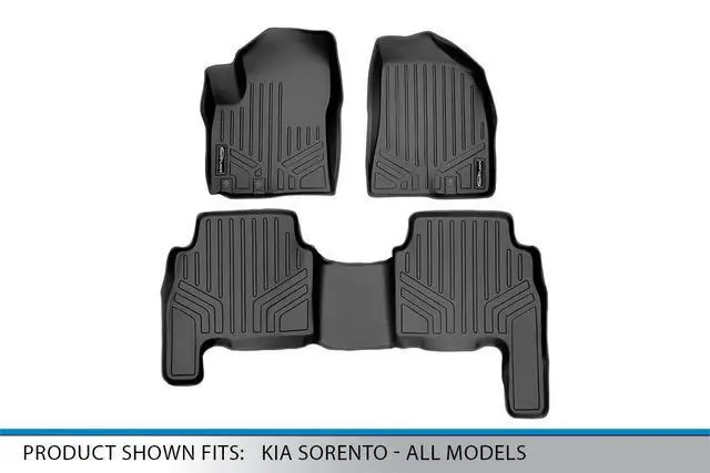 Alt view image 5 of 7 - SMARTLINER Custom Fit Floor Mats 2 Row Liner Set Black Compatible With 2011-2013 Kia Sorento - All Models
